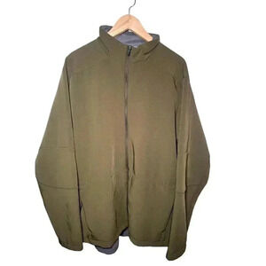 Salomon Mens Full-Zip Jacket Zip Pockets Green Size L Fleece Lined EUC